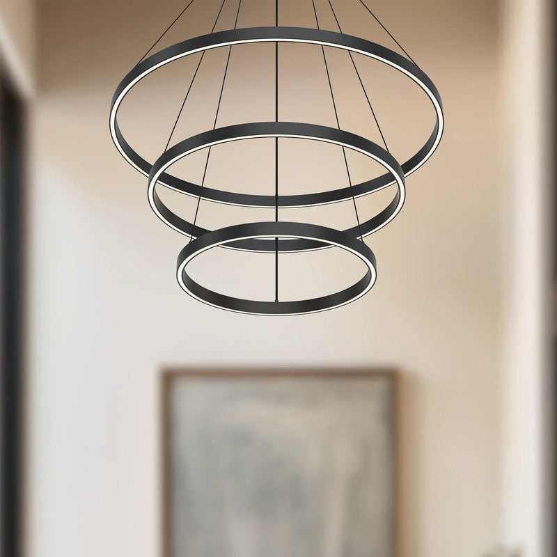 Cerchio 32" 3-Layer Up/Down Pendant in Black
