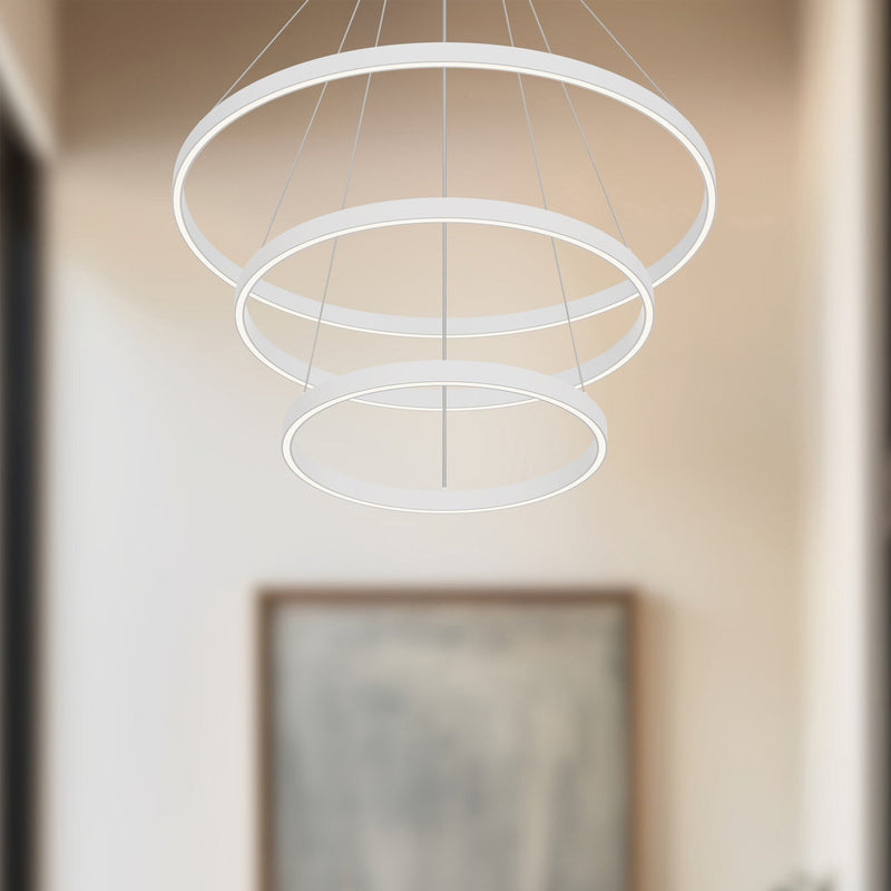 Cerchio 32" 3-Layer Up/Down Pendant in White