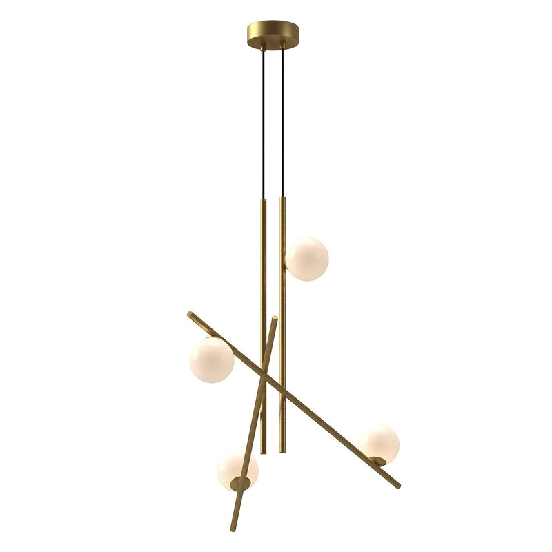Amara 32" Chandelier in Brushed Gold/Glossy Opal Glass