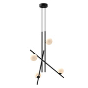 Amara 32" Chandelier in Black/Glossy Opal Glass