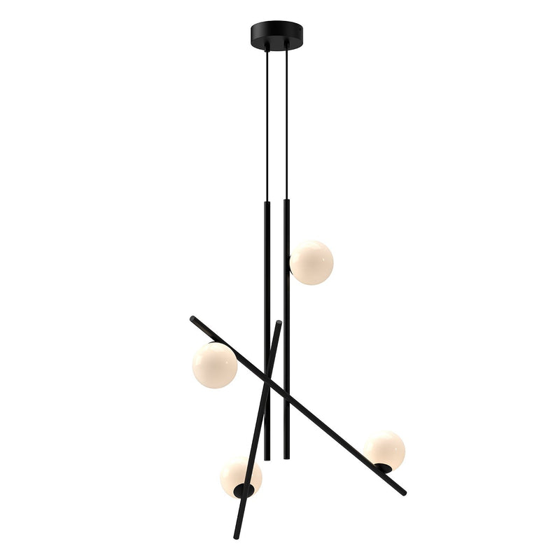 Amara 32" Chandelier in Black/Glossy Opal Glass