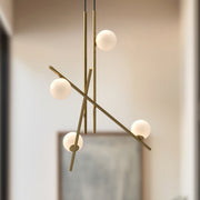Amara 32" Chandelier in Black/Glossy Opal Glass