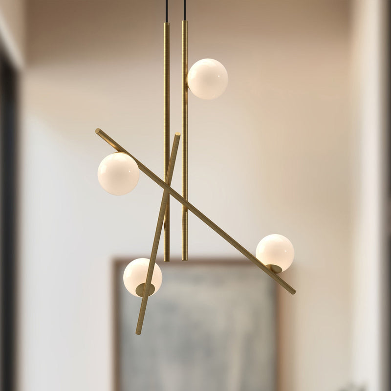 Amara 32" Chandelier in Black/Glossy Opal Glass