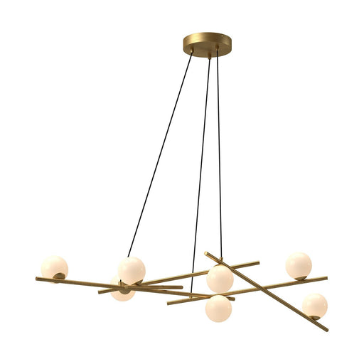 Amara 54" Linear Chandelier in Brushed Gold/Glossy Opal Glass