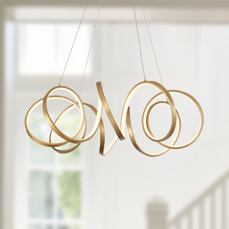 Synergy 34" Pendant, 34" Diameter in Antique Brass