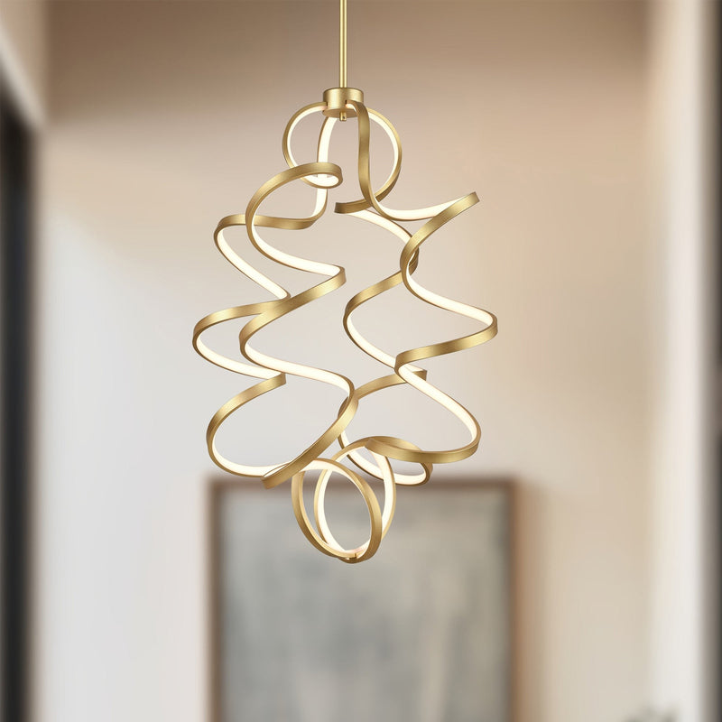 Synergy 34" Pendant, 24" Diameter in Antique Brass
