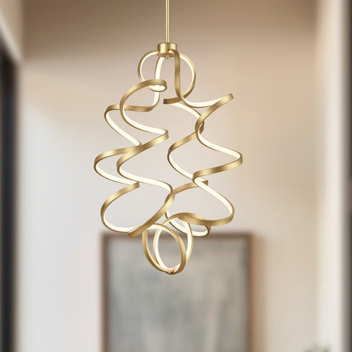 Synergy 34" Pendant, 24" Diameter in Antique Brass