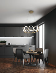 Oros 29" Chandelier in Antique Brass