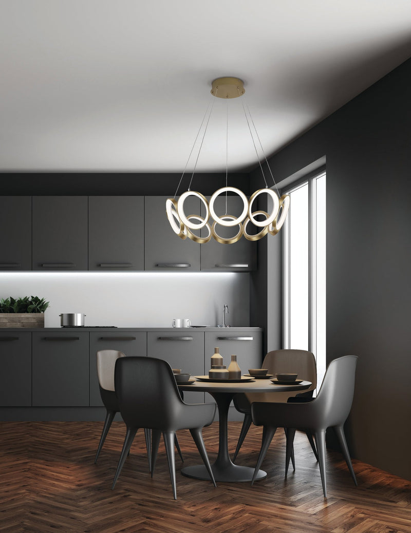 Oros 29" Chandelier in Antique Brass