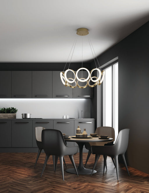 Oros 29" Chandelier in Antique Brass