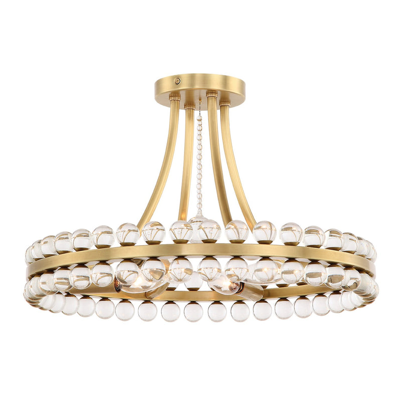 Clover 4 Light 18.25" Semi Flush Mount in Aged Brass