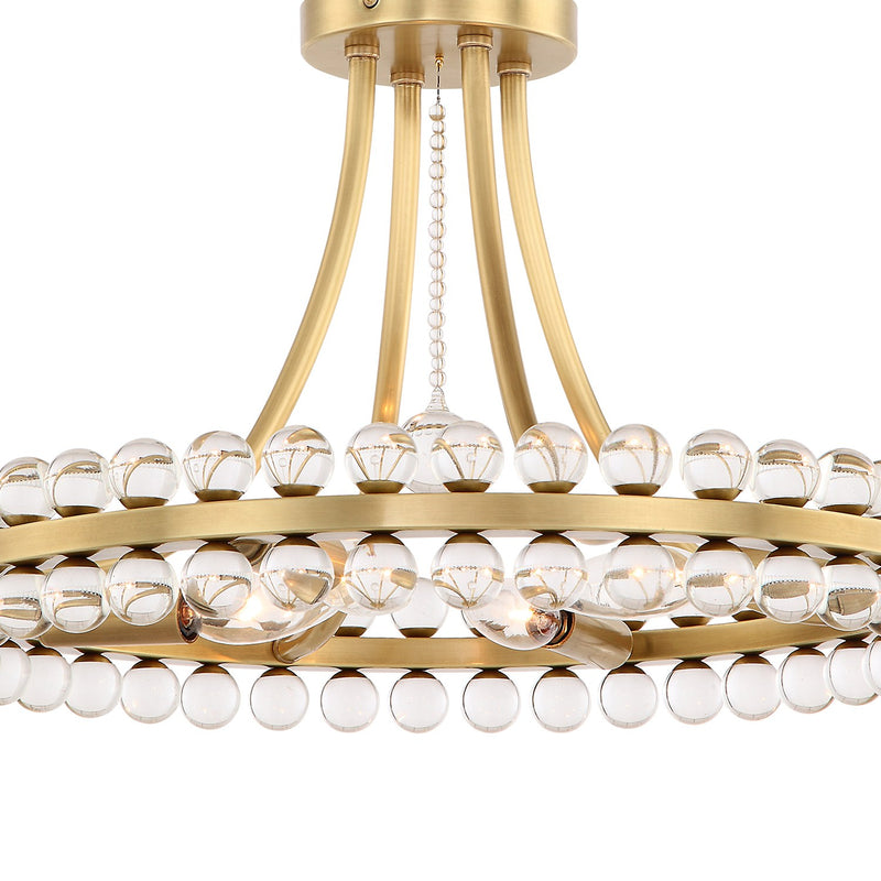 Clover 4 Light 18.25" Semi Flush Mount in Aged Brass