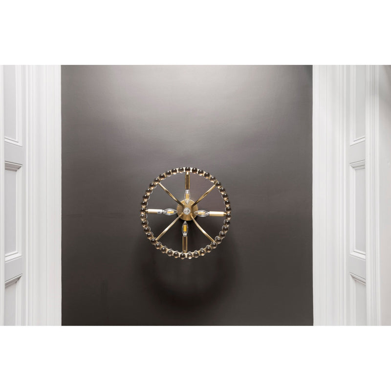 Clover 4 Light 18.25" Semi Flush Mount in Aged Brass