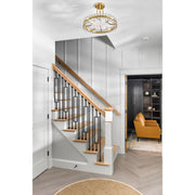 Clover 4 Light 18.25" Semi Flush Mount in Aged Brass in a room setting