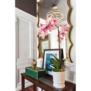 Clover 4 Light 18.25" Semi Flush Mount in Aged Brass in a room setting
