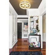 Clover 4 Light 18.25" Semi Flush Mount in Aged Brass in a room setting