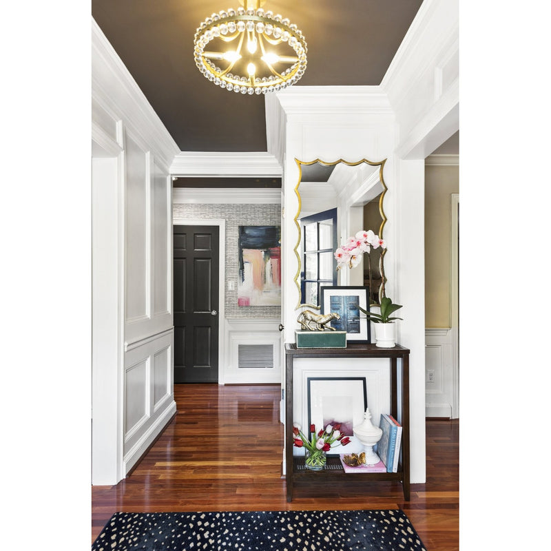 Clover 4 Light 18.25" Semi Flush Mount in Aged Brass in a room setting