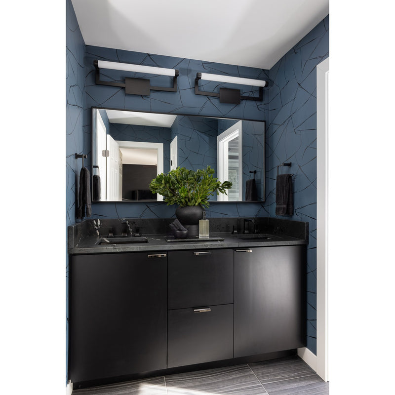 Clinton 1 Light 26.25" Integrated LED Picture Light in Matte Black in a room setting
