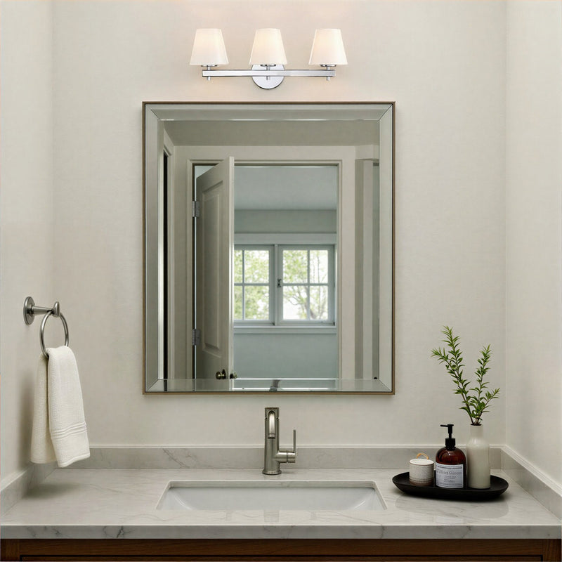 Colton 3 Light 24.5" Bathroom Vanity in Polished Chrome in a room setting