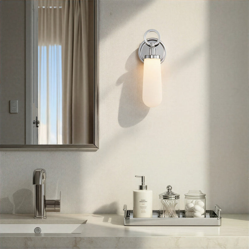 Calvin 1 Light 4.75" Integrated LED Sconce in Polished Nickel in a room setting