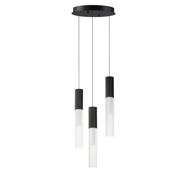 Reeds 3-Light LED Pendant in Black