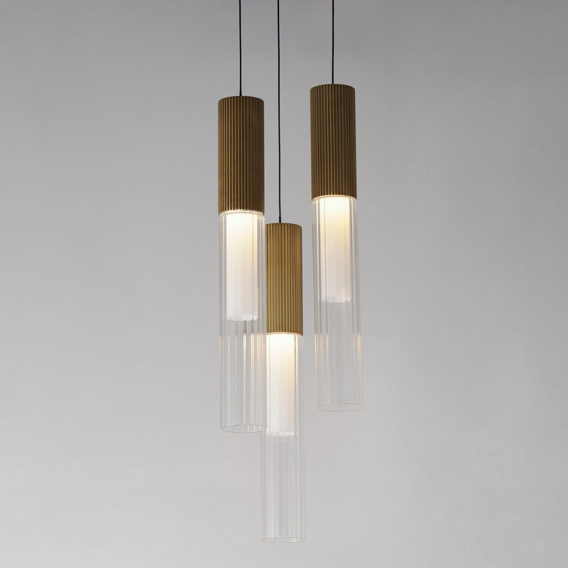 Reeds 3-Light LED Pendant in Gold