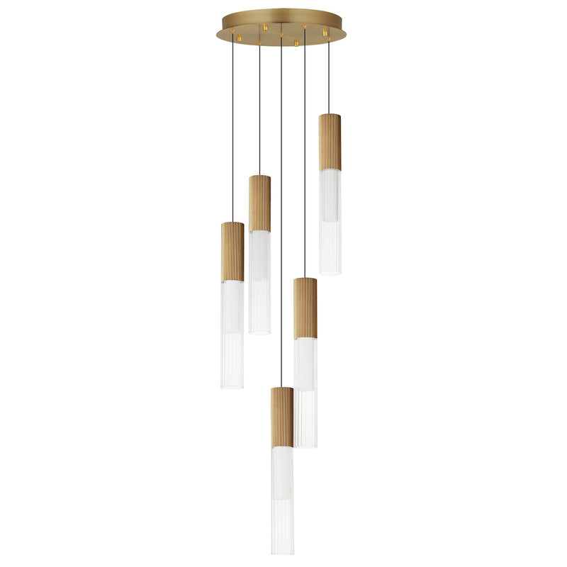 Reeds 5-Light LED Pendant in Gold