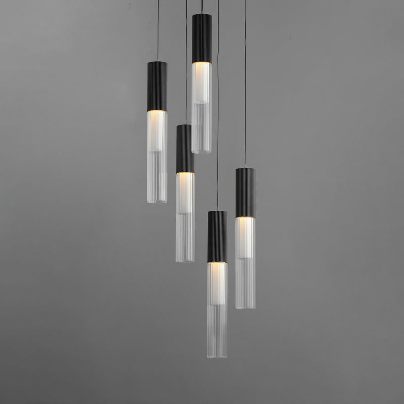 Reeds 5-Light LED Pendant in Black