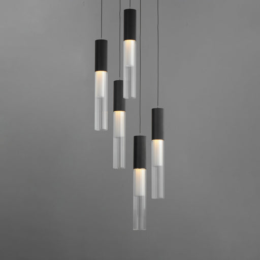 Reeds 5-Light LED Pendant in Black