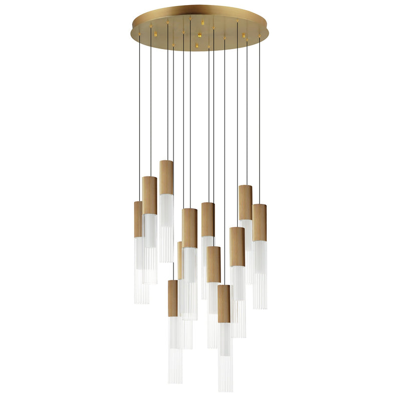 Reeds 12-Light LED Pendant in Gold