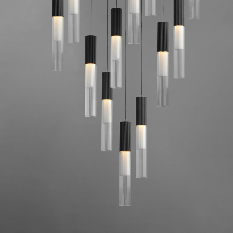 Reeds 12-Light LED Pendant in Black