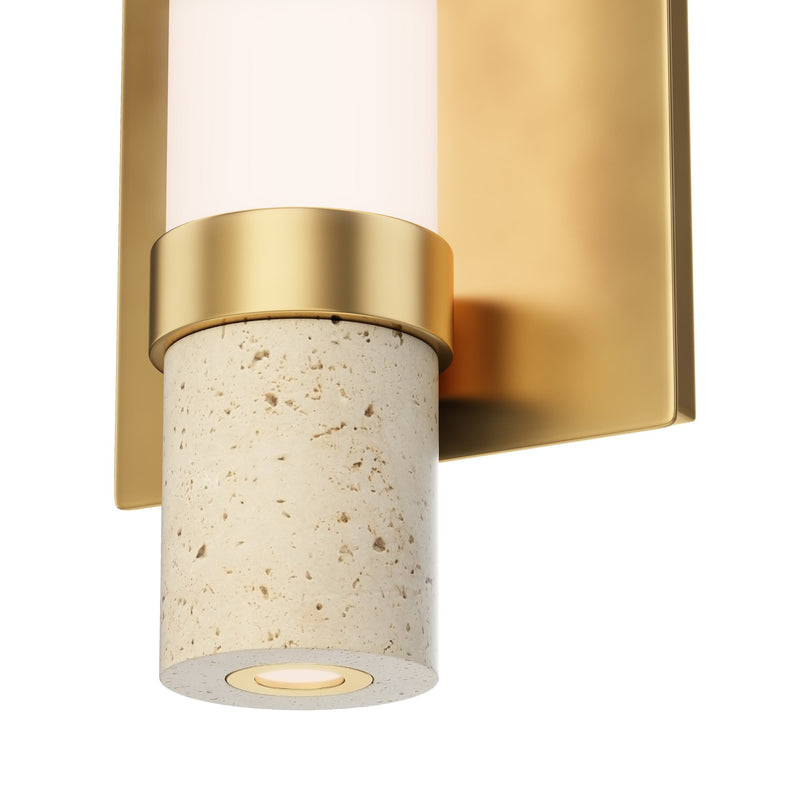 Travertine 1-Light LED Wall Sconce in Travertine / Gold
