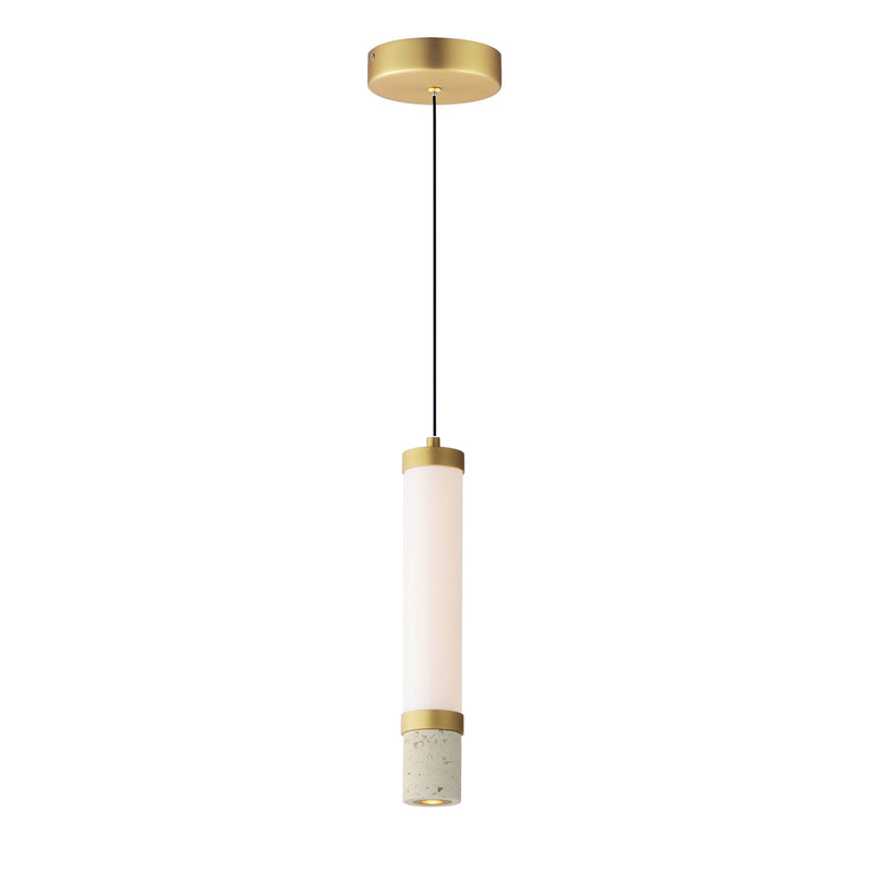 Travertine 1-Light LED Pendant in Travertine / Gold