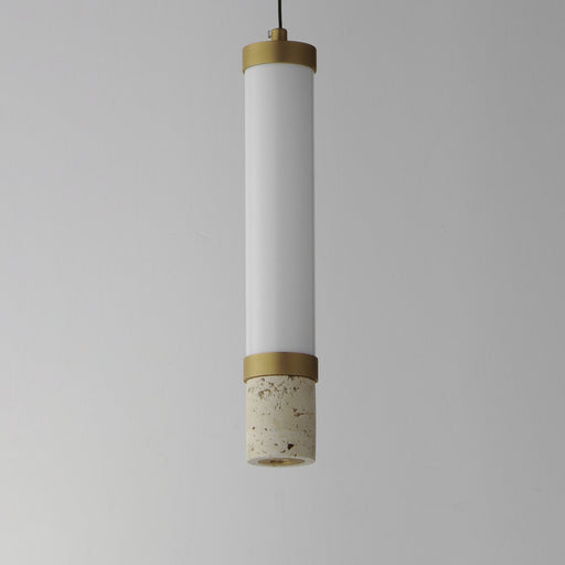 Travertine 1-Light LED Pendant in Travertine / Gold