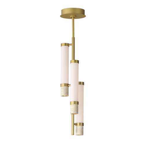 Travertine 3-Light LED Pendant in Travertine / Gold