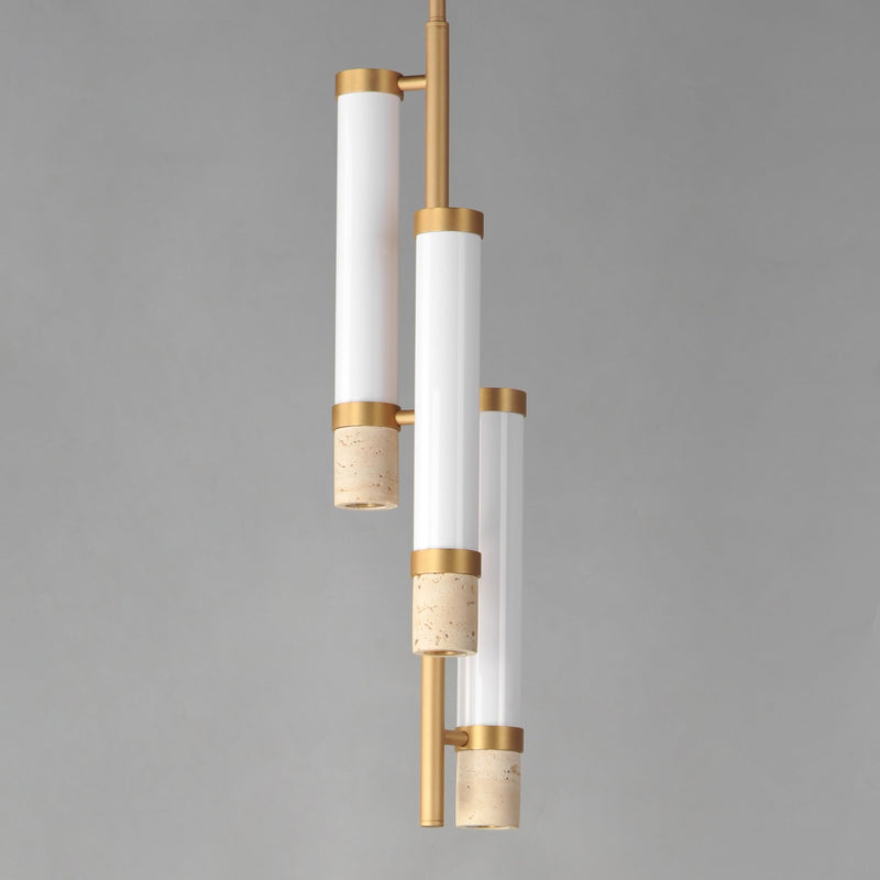 Travertine 3-Light LED Pendant in Travertine / Gold