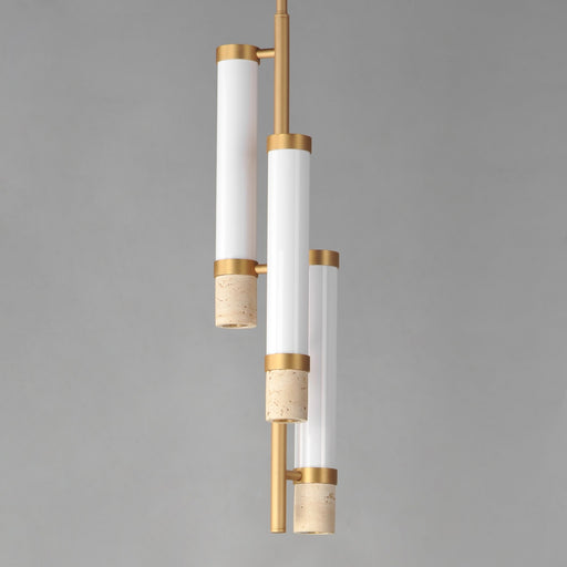 Travertine 3-Light LED Pendant in Travertine / Gold