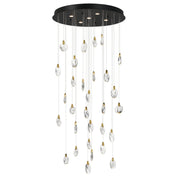 Pebble 30-Light LED Pendant in Black / Polished Gold