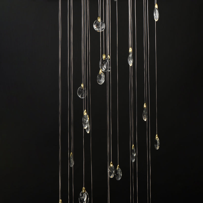 Pebble 30-Light LED Pendant in Black / Polished Gold