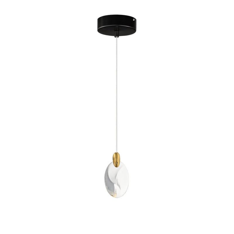 Pebble 1-Light LED Pendant in Black / Polished Gold
