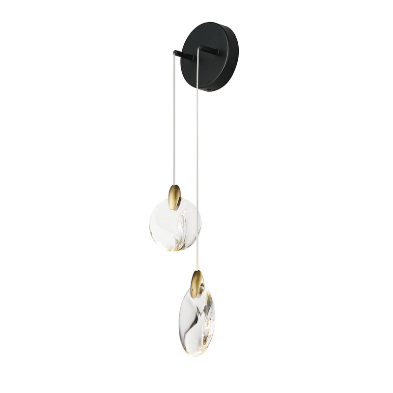 Pebble 2-Light Wall Sconce in Black / Polished Gold