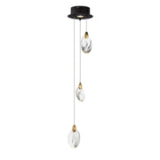 Pebble 3-Light LED Pendant in Black / Polished Gold