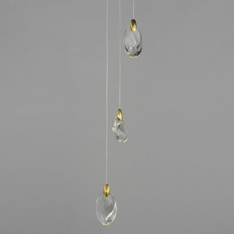 Pebble 3-Light LED Pendant in Black / Polished Gold