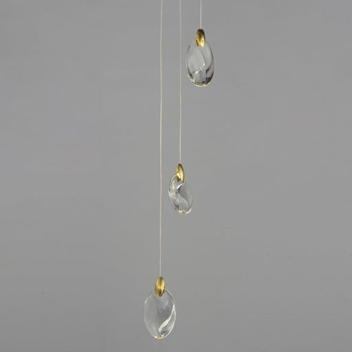 Pebble 3-Light LED Pendant in Black / Polished Gold