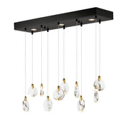 Pebble 10-Light LED Pendant in Black / Polished Gold