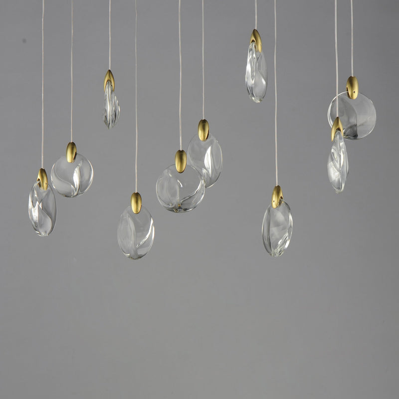 Pebble 10-Light LED Pendant in Black / Polished Gold