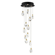 Pebble 12-Light LED Pendant in Black / Polished Gold
