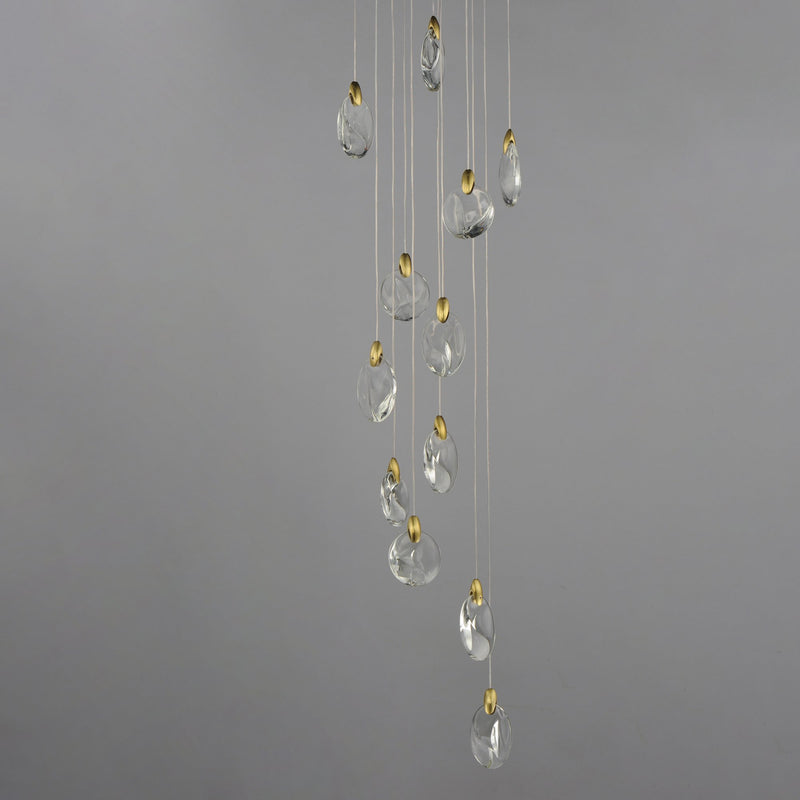 Pebble 12-Light LED Pendant in Black / Polished Gold