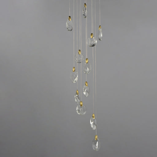 Pebble 12-Light LED Pendant in Black / Polished Gold