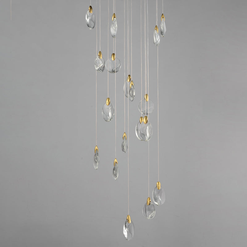 Pebble 18-Light LED Pendant in Black / Polished Gold